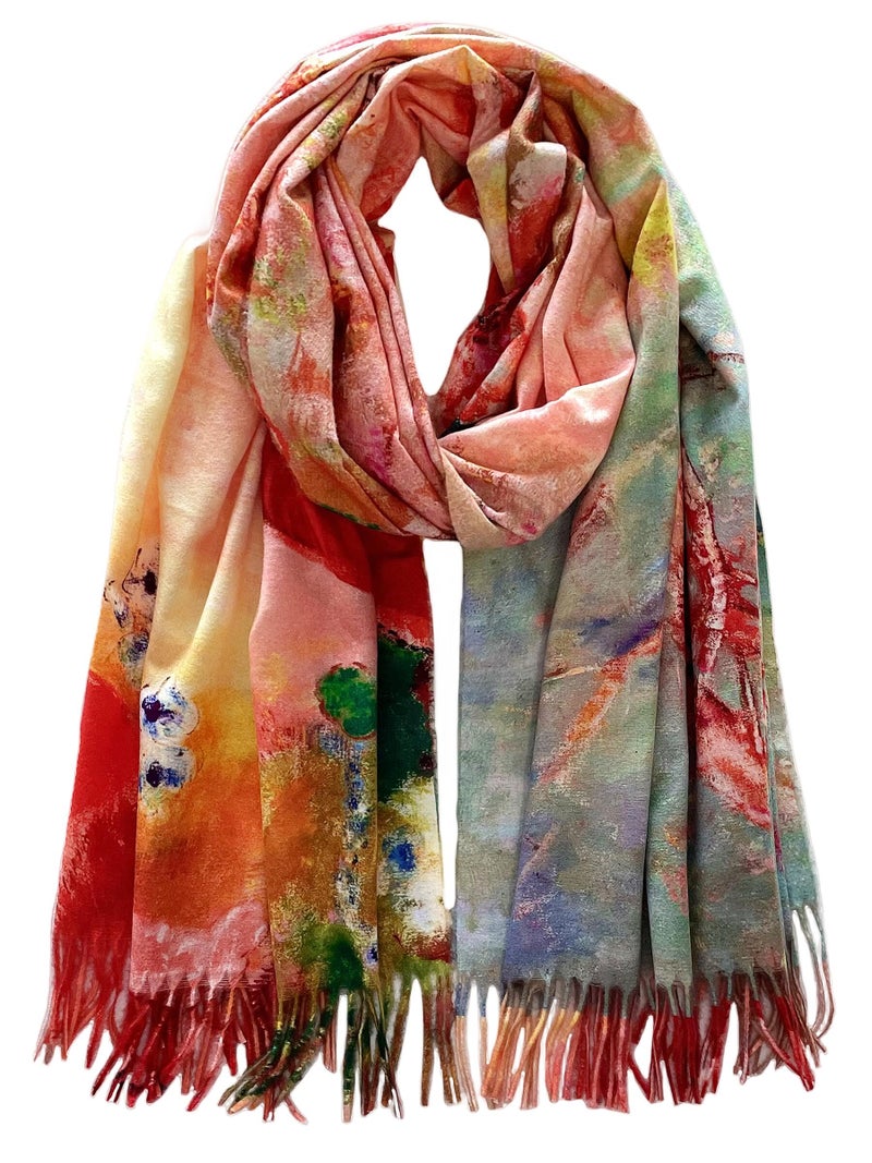 VENVSBEE Reversible Scarf Soft Large Shawl Wrap Blanket Double Sided Art Print Warm Pashmina Stoles Klimt Van Gogh Gifts-12 - Image 1