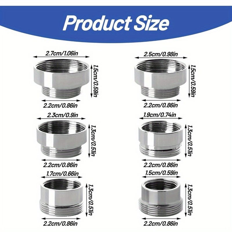 6 Pieces Faucet Adapter Set Multi Function Kitchen Water Saving Aerator - Image 4