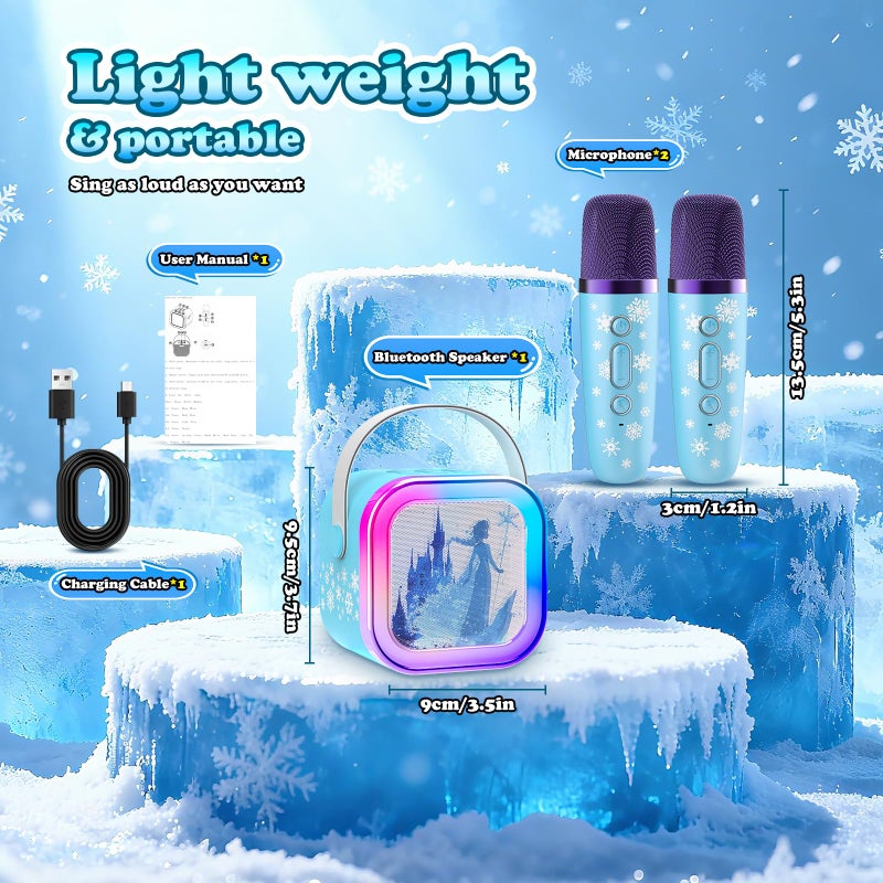 Innofans Mini Karaoke Machine for Kids Ages 3-12: Portable Bluetooth Speaker with 2 Wireless Microphone, LED Light Show for Kids Boys Girls Toys Birthday Gifts Toddlerï¼ˆBlue - Image 4