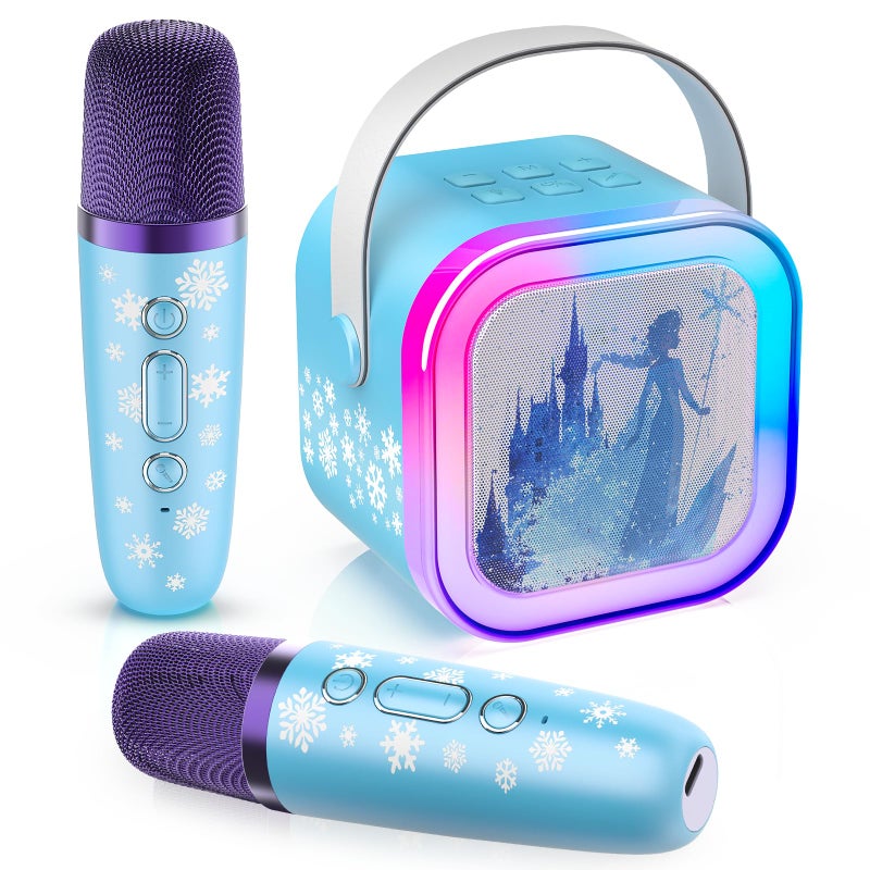Innofans Mini Karaoke Machine for Kids Ages 3-12: Portable Bluetooth Speaker with 2 Wireless Microphone, LED Light Show for Kids Boys Girls Toys Birthday Gifts Toddlerï¼ˆBlue - Image 1