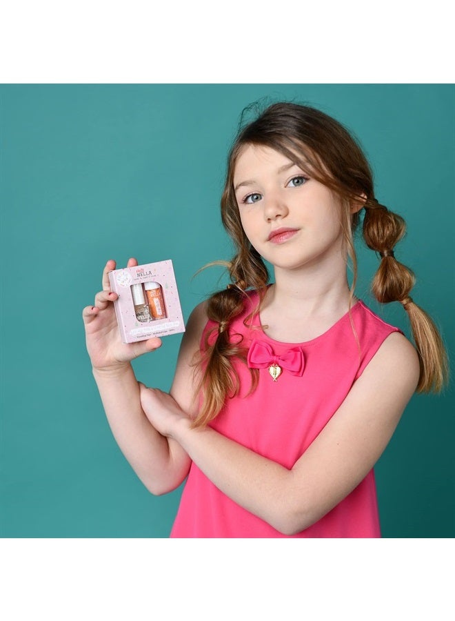 Miss NELLA Magic Spell Lips & Tips duo- Scented Lip Gloss + Glitter Nail Polish for Kids with Peel-off, Water Based & Odour Free Formula - Image 3