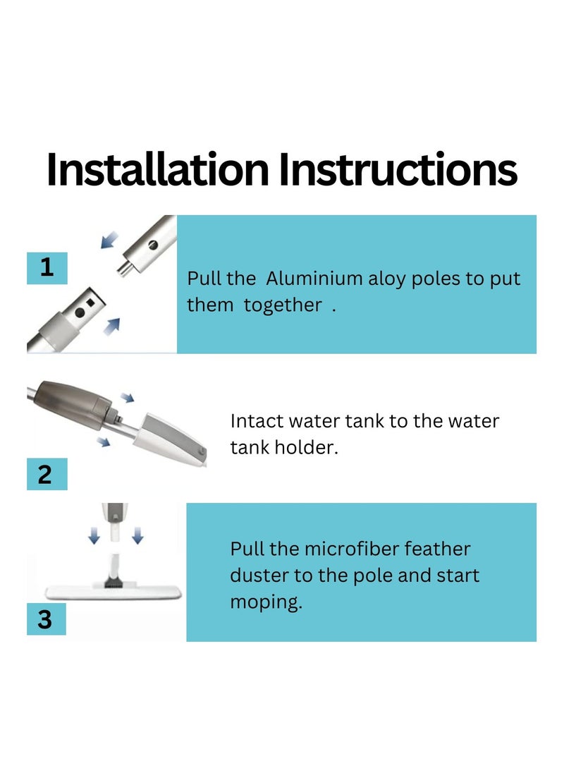 Horizon - Mops for Floor Cleaning, Upgrade your Floor Cleaning with Rotating Floor Mop, 3 Reusable Microfiber Cleaning Mop Pads, Effortless Dry and Wet Spray Mop with 350ml Refillable Bottle - Image 1