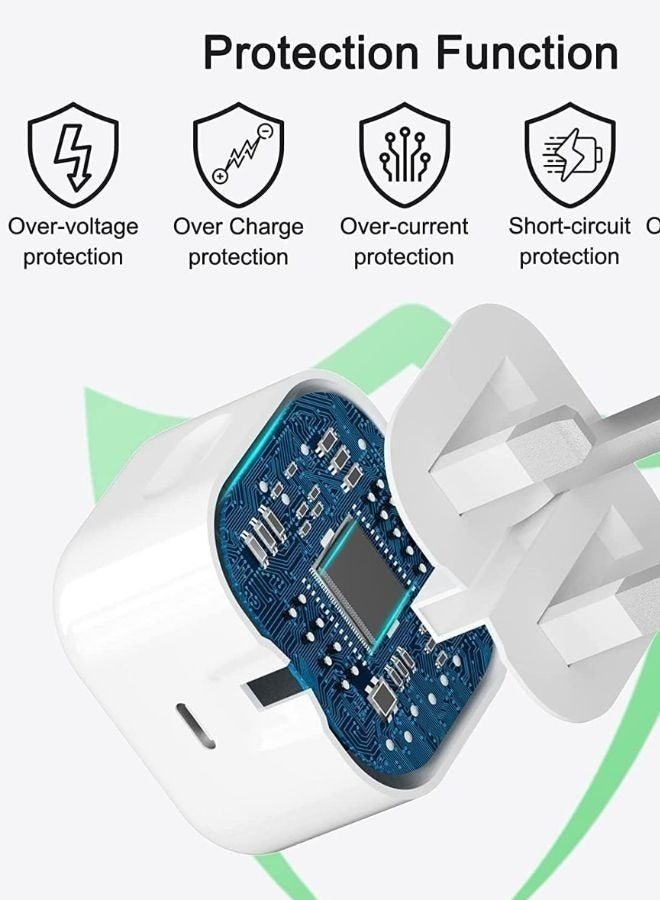 بيوينتي iPhone 20W Fast Charger | USB C Wall Fast Charger with USB C to Lightning Cable Compatible with iPhone 14/14 Pro/14 Pro Max/13/12/SE2020/11/XR/XS Max/X/iPad - Image 2