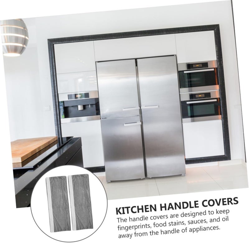 VERDANVERSE 4pcs Grey Refrigerator Door Handle Covers Fridge and Oven Handle Protectors Kitchen Cover Decor for Home Appliance Cleaning and Anti-Fingerprint Protection - Image 3
