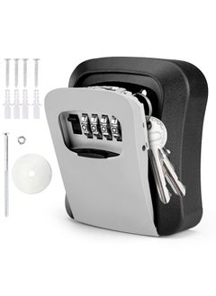 STESHWK Key Lock Box with Wall Mounted Combination House Key Weatherproof Safe Security Key Storage Locker Small Box 4Digit Resettable Code Outdoor Lock Box