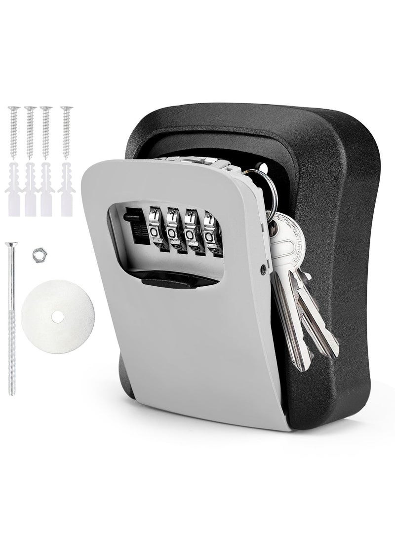 STESHWK - STESHWK Key Lock Box with Wall Mounted Combination House Key Weatherproof Safe Security Key Storage Locker Small Box 4Digit Resettable Code Outdoor Lock Box - Image 1