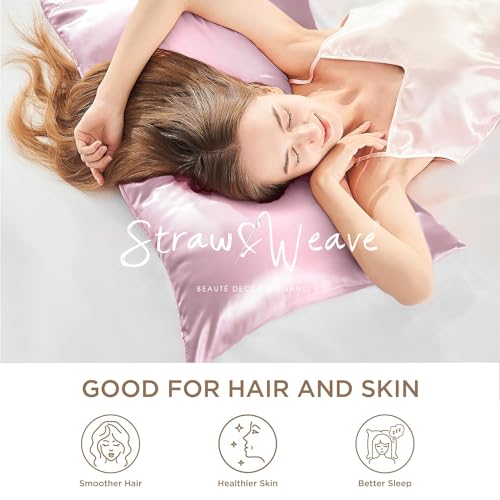 STRAW&WEAVE Satin Pillow Covers for Hair | Christmas Gift & New Year Gifting Employee Gifting | 3 Satin Scrunchies for Women | Silk Pillow Case Pack of 2 | 3 Satin Scrunchies for Women Hair | 1 Year Warranty - Image 2