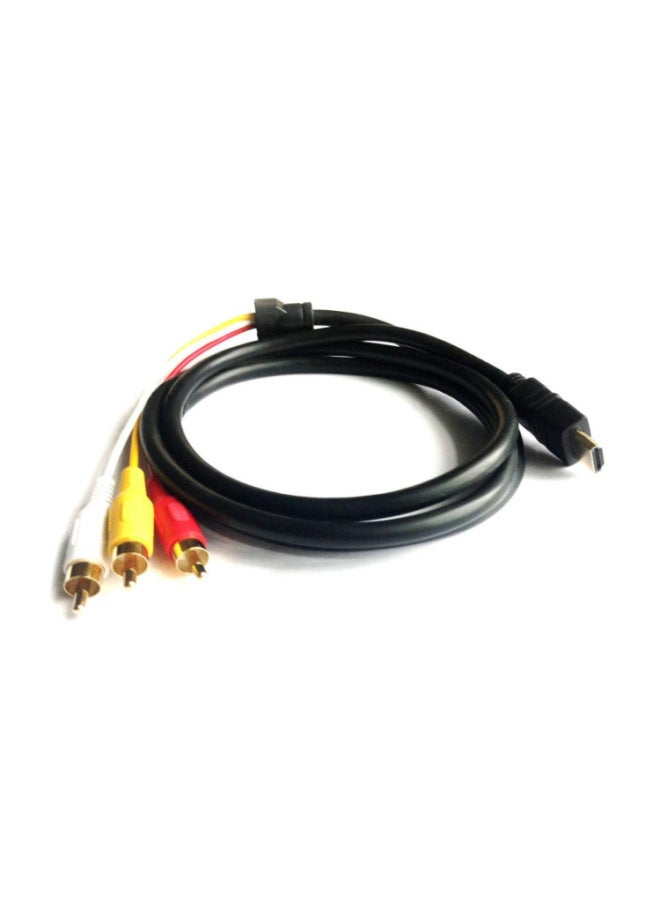 1.5m Full Copper Hdmi To 3rca Cable Hdmi To Av Converter Red White Yellow Lotus High Definition Audio Video Set Top Box Cable-Color:Black  - Image 1