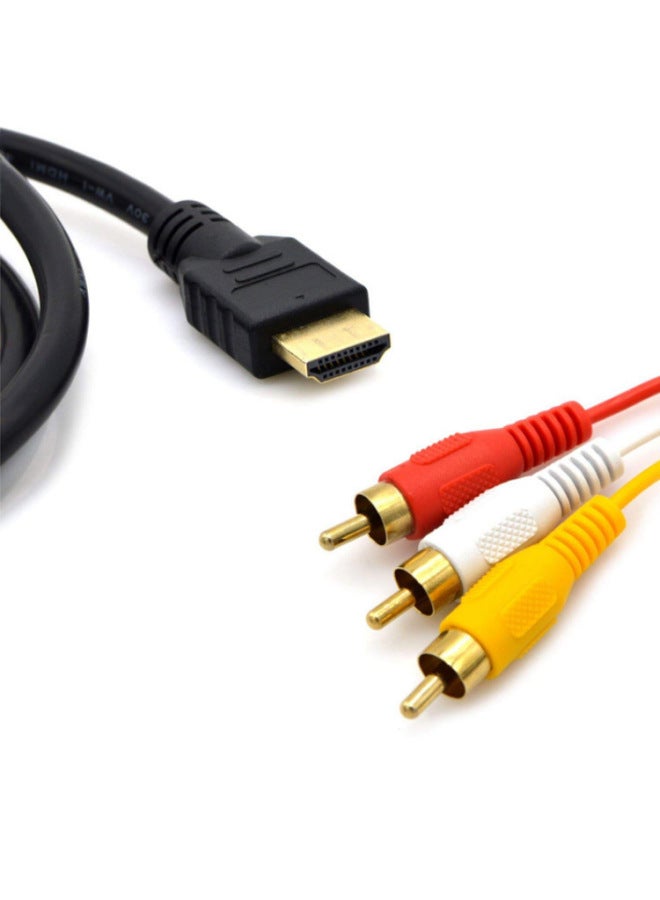 1.5m Full Copper Hdmi To 3rca Cable Hdmi To Av Converter Red White Yellow Lotus High Definition Audio Video Set Top Box Cable-Color:Black  - Image 4