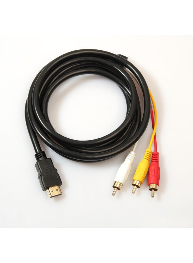 1.5m Full Copper Hdmi To 3rca Cable Hdmi To Av Converter Red White Yellow Lotus High Definition Audio Video Set Top Box Cable-Color:Black  - Image 3