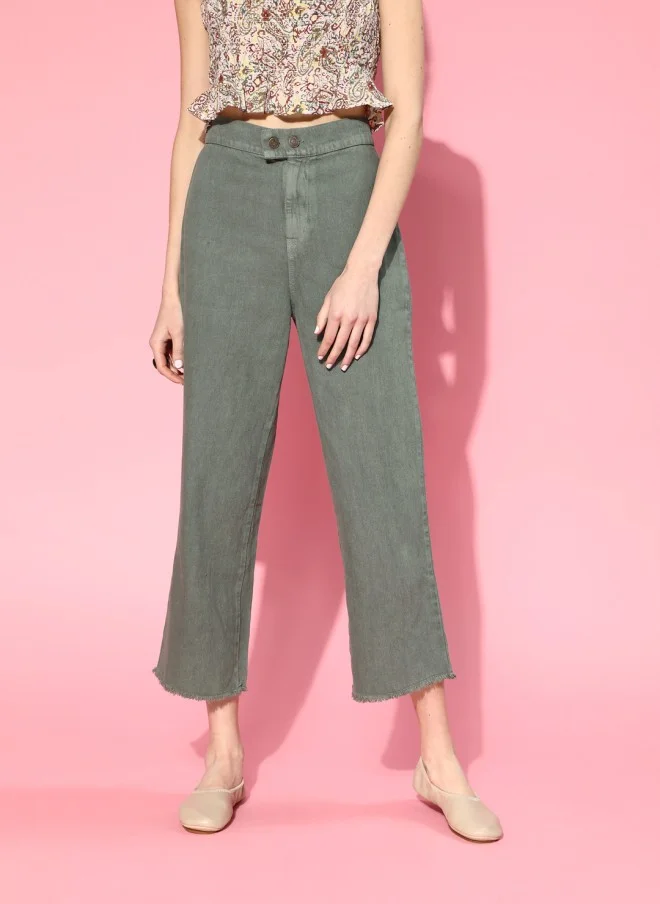 SASSAFRAS Beautiful Grey Cropped Jeans for Women