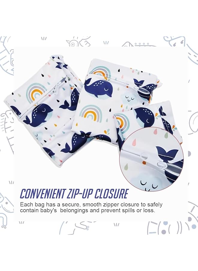 Hannea 3Pcs Baby Diaper Pouches Cartoon Print Zip Up Cloth Bags With Hand Strap 3 Sizes Utility Storage Pouches Travel Bags For Baby Clothes Baby Supplies Underwear Wardrobe Accessories - Image 4