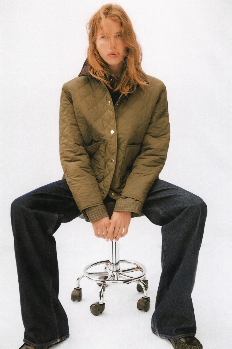 H&M Quilted corduroy-collar jacket