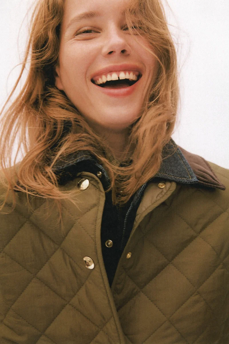 H&M Quilted corduroy-collar jacket