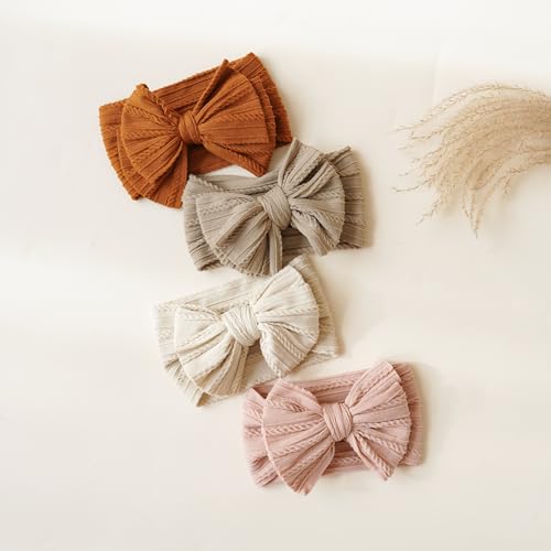 Prohouse 8 Pack Baby Headbands Soft Nylon Hairbands Hair Bows for Newborns Infants Toddlers and Baby Girls Elastic Hairbands for Daily Wear, Photoshoots - Image 4