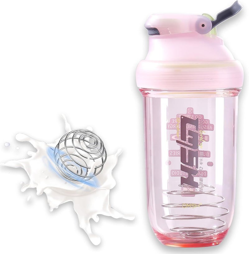 EYSOO Protein Shaker Bottle 630ml / 22 oz Shaker Bottle Leakproof BPA Free Protein Shake Cup with Blender Ball for Gym Fitness (Pink) - Image 1