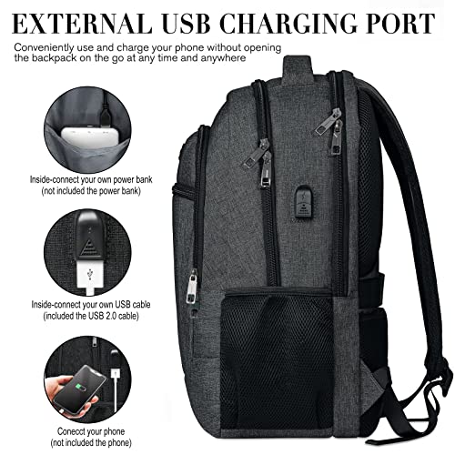 BIKROD Travel Laptop Backpack for Men and Women, Backpacks for School Teen Boys, Business Anti Theft Slim Durable Back Pack with USB Charging Port, Adult Computer Bag Gift 15.6 IN Laptop, Black - Image 4