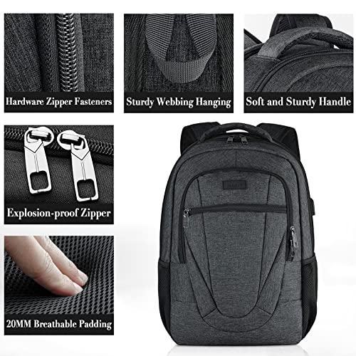 BIKROD Travel Laptop Backpack for Men and Women, Backpacks for School Teen Boys, Business Anti Theft Slim Durable Back Pack with USB Charging Port, Adult Computer Bag Gift 15.6 IN Laptop, Black - Image 3