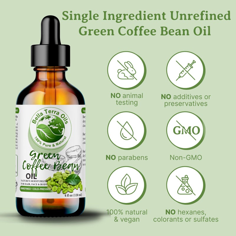Bella Terra Oils - Green Coffee Bean Oil 16oz - Harness the Purity of Coffee Serum Ingredients, Enriched with Potent Acids for Lush & Healthy Skin - Image 4
