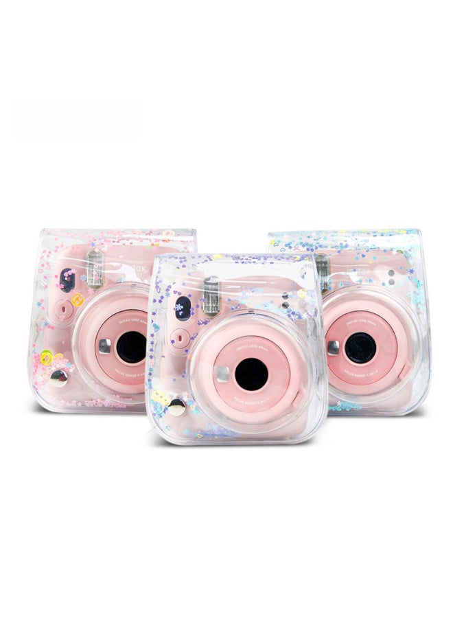 Generic Polaroid Mini12/11/9/8 Universal Transparent PVC Camera Bag Glitter Photography Storage Bag Protective Cover Flow-Color:Pink Glitter  - Image 2