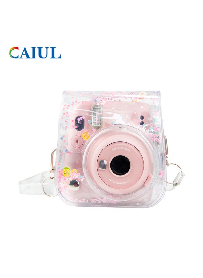 Generic Polaroid Mini12/11/9/8 Universal Transparent PVC Camera Bag Glitter Photography Storage Bag Protective Cover Flow-Color:Pink Glitter  - Image 1