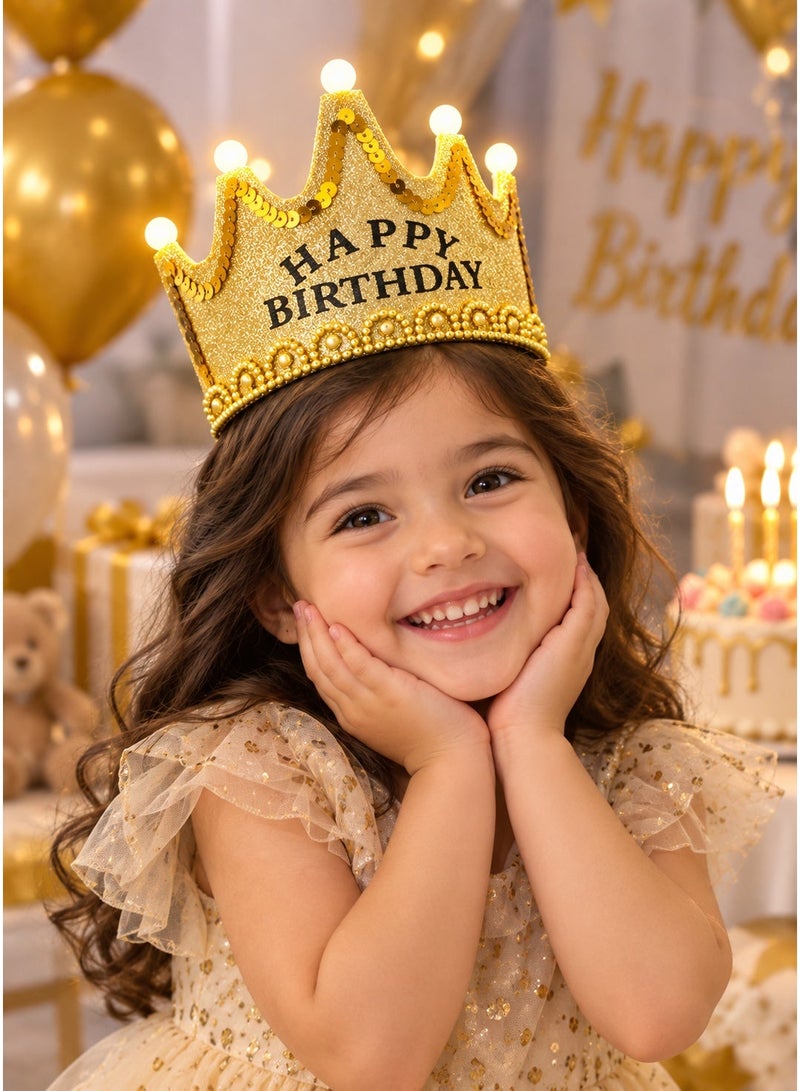 بارتي تايم تاج عيد ميلاد سعيد بإضاءة LED، قبعة عيد ميلاد، طوق رأس على شكل تاج لعيد الميلاد، قبعة حفلات أعياد الميلاد، تاج عيد ميلاد مضيء، قبعة حفلات، إكسسوارات احتفالات أعياد الميلاد للأولاد والبنات - Image 3