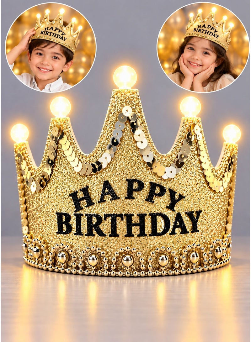 بارتي تايم تاج عيد ميلاد سعيد بإضاءة LED، قبعة عيد ميلاد، طوق رأس على شكل تاج لعيد الميلاد، قبعة حفلات أعياد الميلاد، تاج عيد ميلاد مضيء، قبعة حفلات، إكسسوارات احتفالات أعياد الميلاد للأولاد والبنات - Image 1