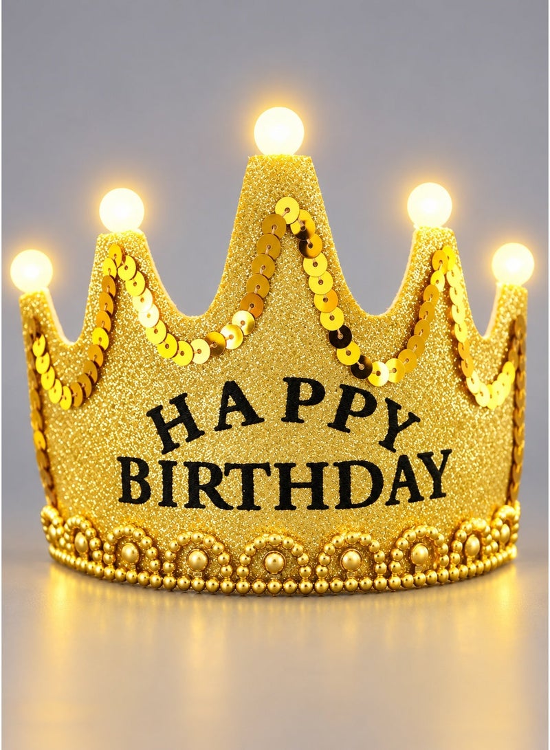 بارتي تايم تاج عيد ميلاد سعيد بإضاءة LED، قبعة عيد ميلاد، طوق رأس على شكل تاج لعيد الميلاد، قبعة حفلات أعياد الميلاد، تاج عيد ميلاد مضيء، قبعة حفلات، إكسسوارات احتفالات أعياد الميلاد للأولاد والبنات - Image 2