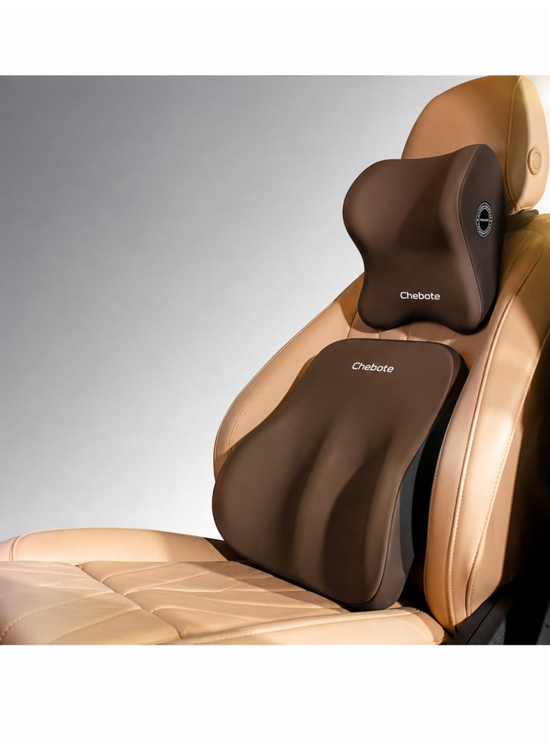 Chebote 2PCS Car Neck Pillow & Lumbar Support Set Memory Foam Ergonomic Headrest and Back Cushion Kit Adjustable Strap for Car Seat Office Chair Long Driving Comfort - Image 1