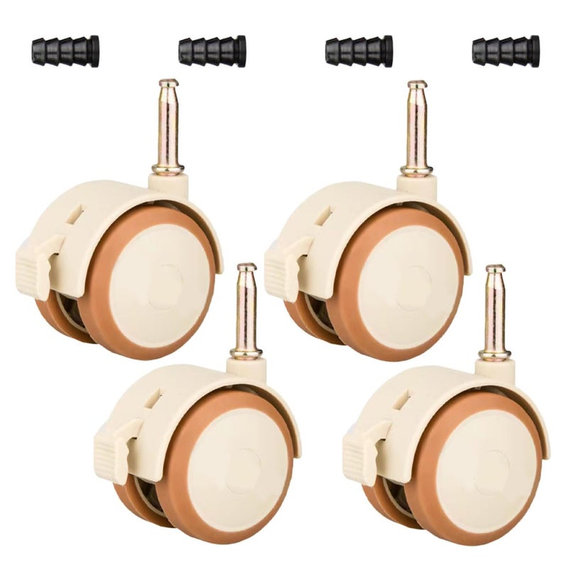 4Pcs Black Furniture Casters with Locking Brake Silent Double Wheels for Bed Frame Easy Mounting Smooth Mobility - Image 2