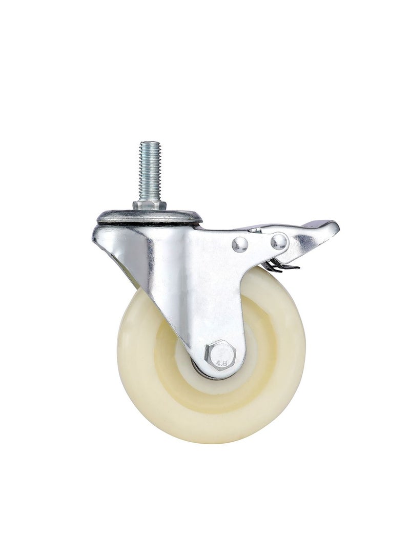 بي إم بي تولز طقم عجلات متحركة من البولي بروبيلين مع كرة مزدوجة و فرامل و مع مسمار مكون من قطعتين - 75 ملم - أبيض - Image 2