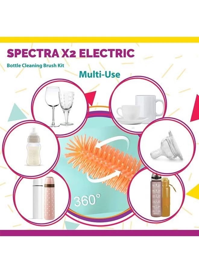Waterproof Electric Bottle Cleaning Brush Kit with Scissor Tong