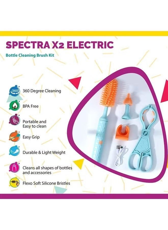 Waterproof Electric Bottle Cleaning Brush Kit with Scissor Tong