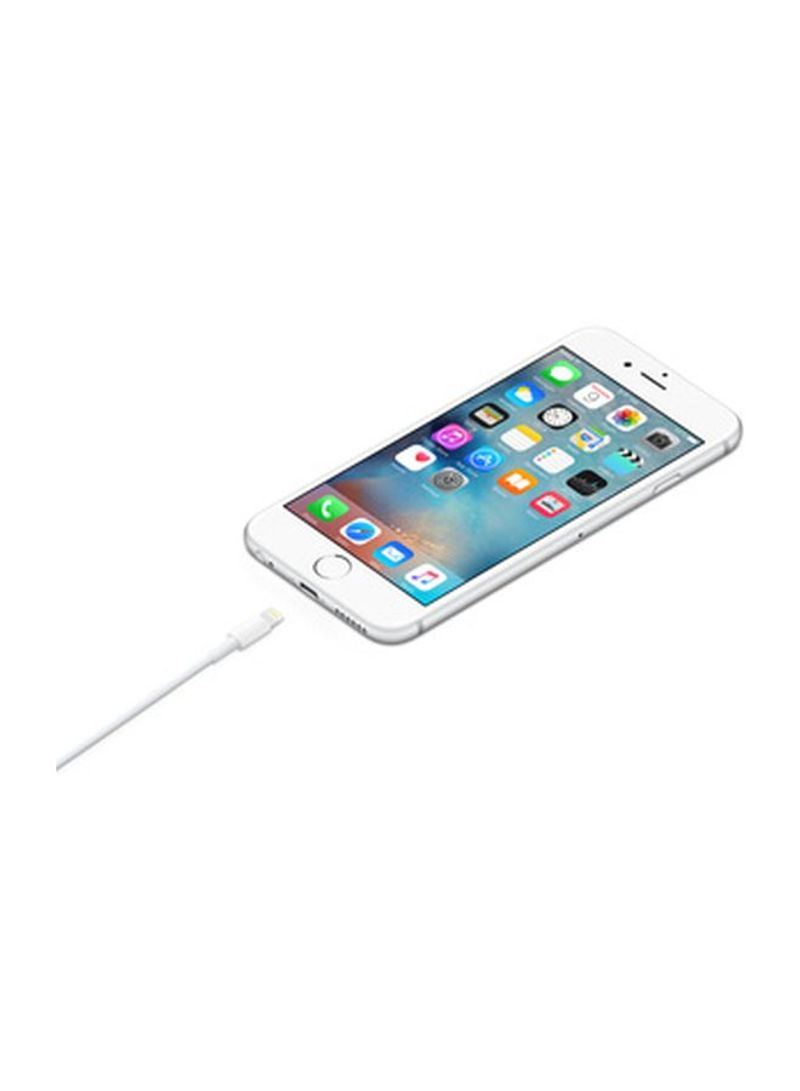 ابل  مُجدد - كابل بمنفذ USB ومنفذ Lightning لجهاز أبل آيفون أبيض - Image 4