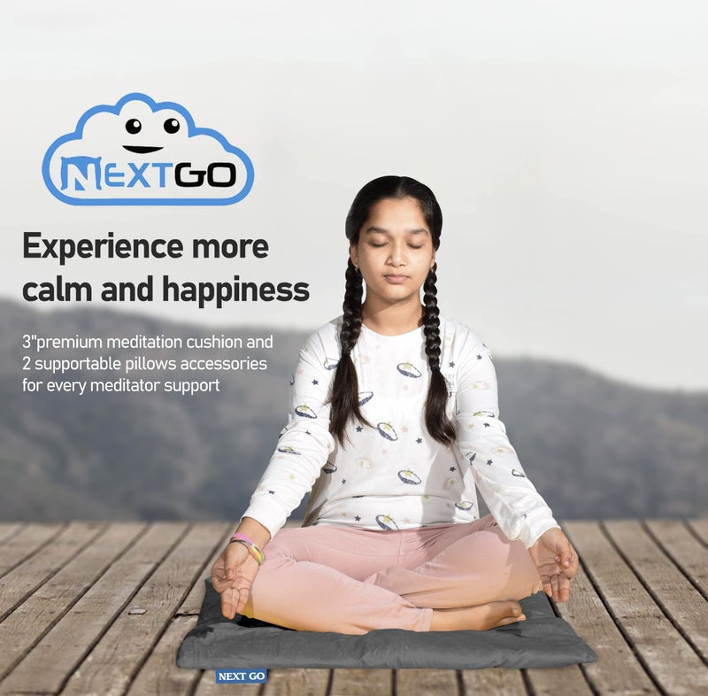 NEXTGO Floor Mat Puja Aasan 2Feet x 2Feet | Velvet Makhmal Fabric Microfiber Filling Floor Aasan for Dinner, Puja, Meditation, Garden, Yoga Mat for Home Office Ghar | Pack of 1 Elephant Grey - Image 4