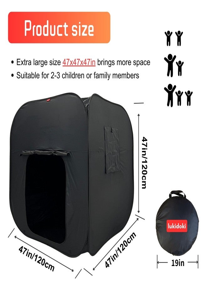 lukidoki Sensory Tent for Kids & Adults with Autism ADHD SPD - CPC Certification Extra Big 47x47in Black Out Calm Corner Helps Children Relax Reduce Anxiety - Pop-up Autistic Sensory Room Play Tent - Image 2
