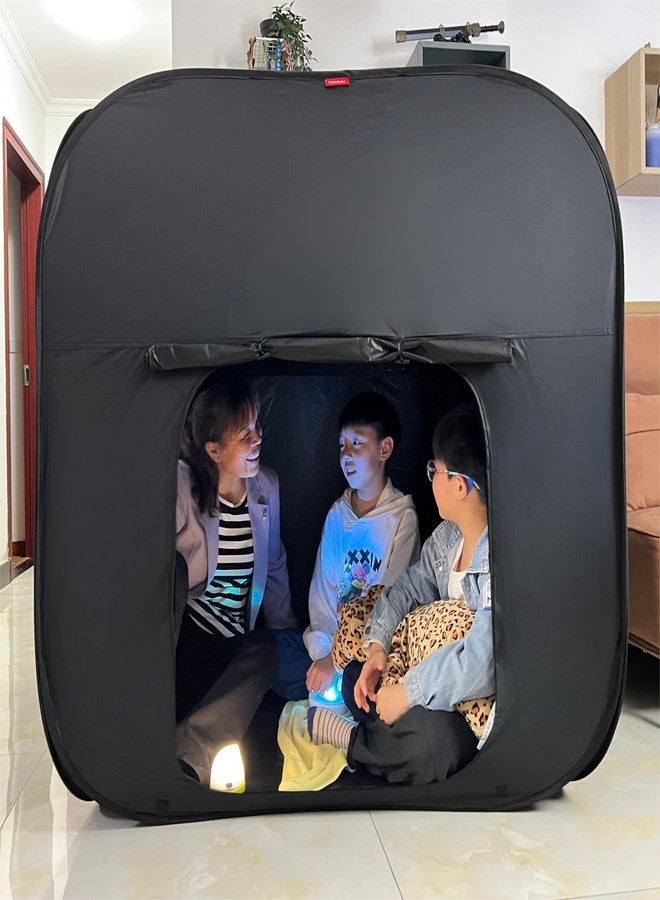 lukidoki Sensory Tent for Kids & Adults with Autism ADHD SPD - CPC Certification Extra Big 47x47in Black Out Calm Corner Helps Children Relax Reduce Anxiety - Pop-up Autistic Sensory Room Play Tent - Image 1