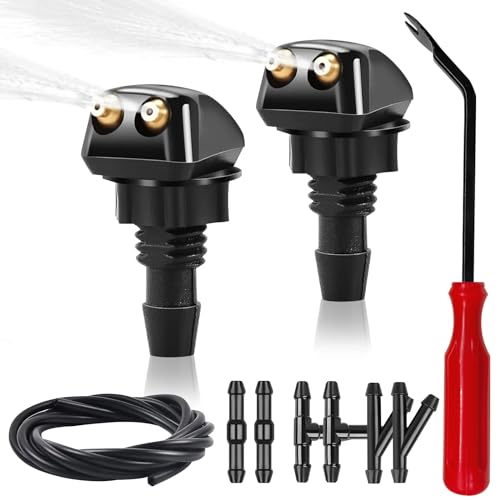 xbrtaia 2 Pack Front Windshield Washer Nozzles Kit Including Adapters and Hoses - Image 1