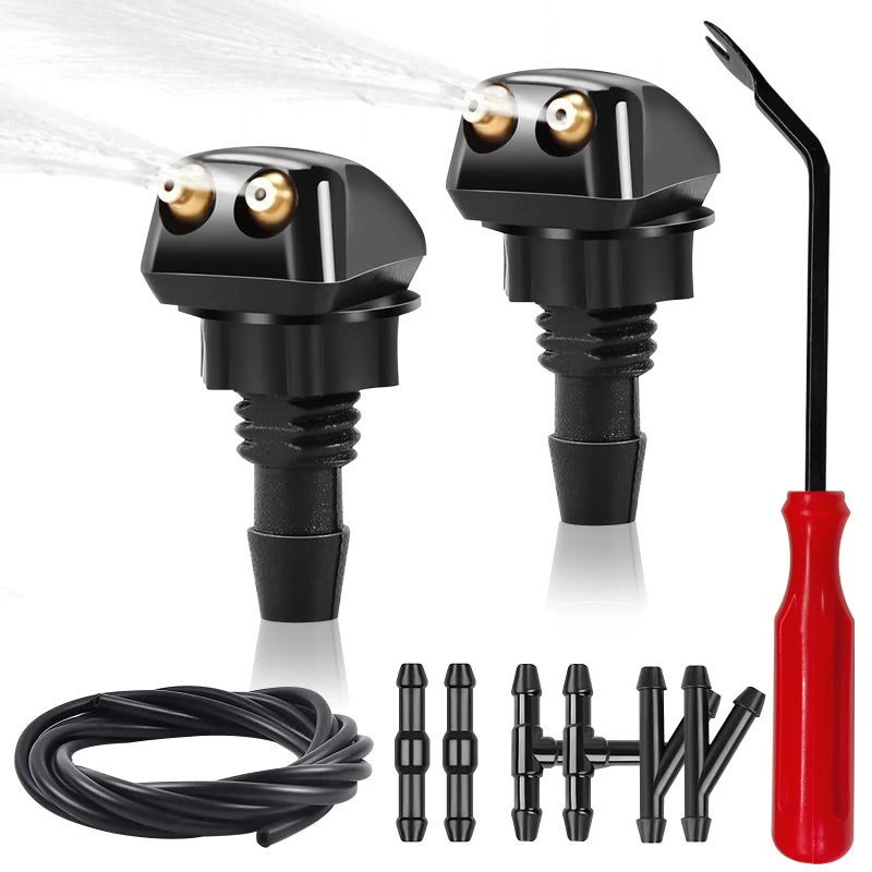 xbrtaia 2 Pack Front Windshield Washer Nozzles Kit Including Adapters and Hoses - Image 3