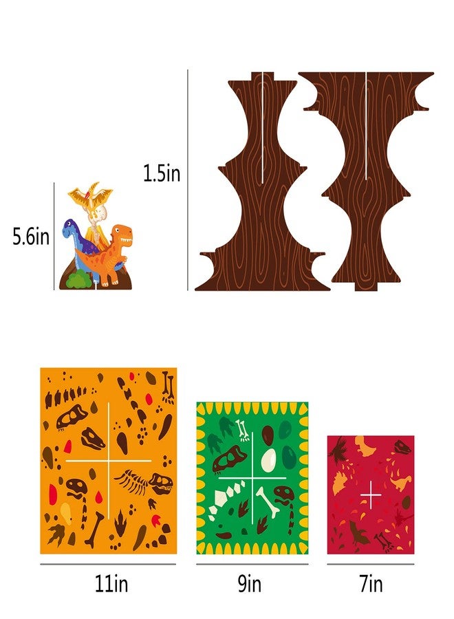 فرايدي نايت حامل كب كيك ديناصورات ثلاثي الطبقات، قابل لإعادة الاستخدام، مناسب لأعياد ميلاد الأطفال وحفلات استقبال المولود الجديد، وحفلات ذات طابع حيواني، وحامل حلويات، ومستلزمات تزيين. - Image 4