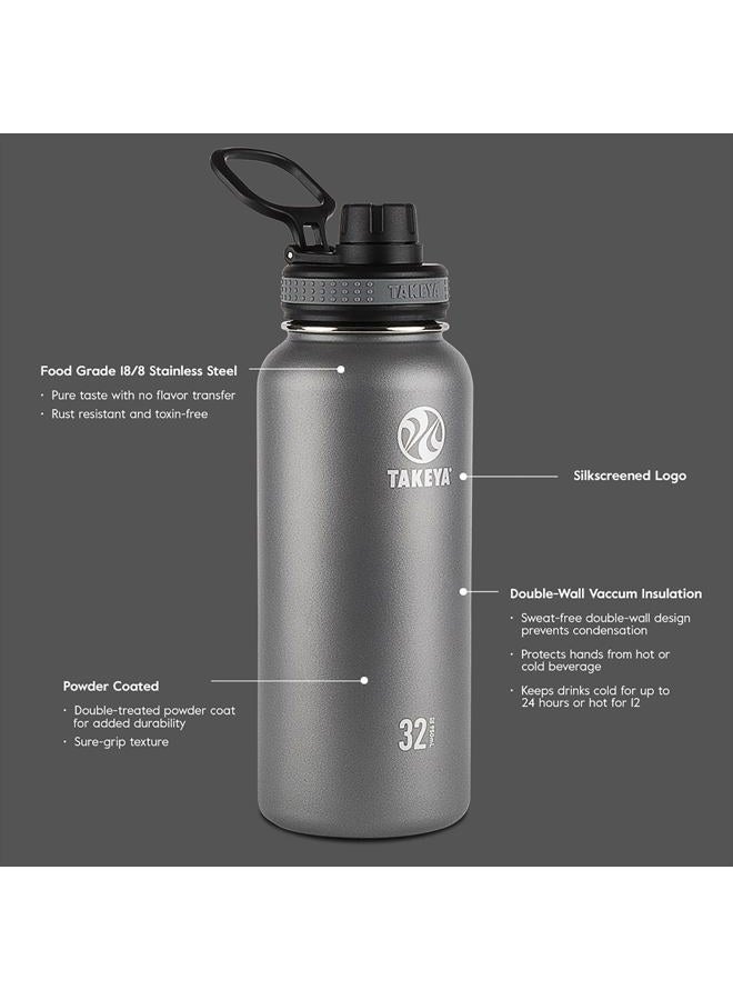 Takeya Originals Vacuum-Insulated Stainless-Steel Water Bottle 32 oz Gray 50016-A - Image 4