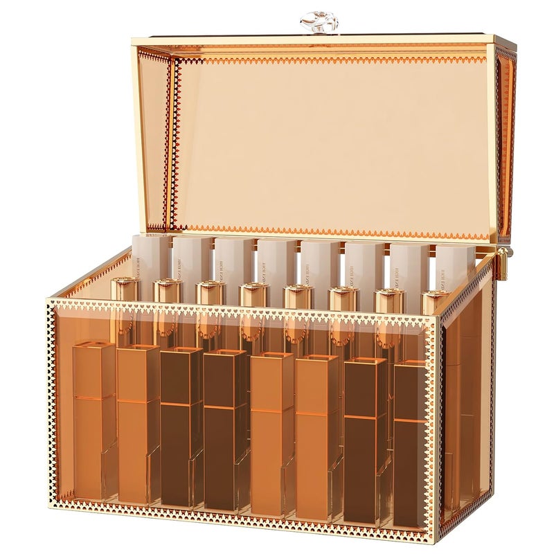 Lipstick Organizer Holder - 24 Spaces, Tempered Glass Lip Gloss and Perfume Organizer,Vanity Lipstick Holder and Organizer.