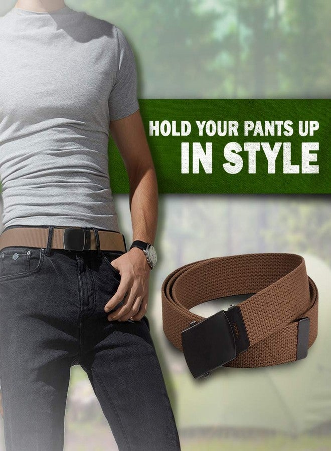 HOLD'EM Hold’Em Military Canvas Webbing Belts for MEN’S Black Slider Buckle Heavy Duty Adjustable -Black/Black Buckle - Image 2