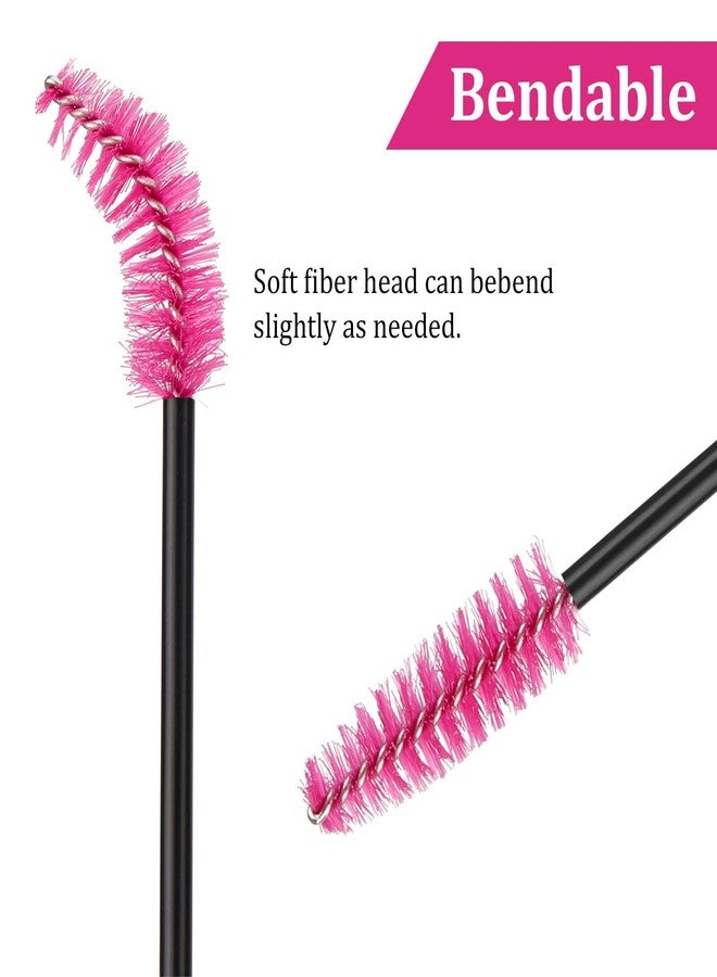BTYMS 500 Pieces Disposable Mascara Wands Eyelash Brush Brow Brushes Applicators Lash Spoolies for Eye Lash Extension - Rose Pink - Image 3
