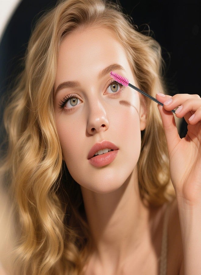 BTYMS 500 Pieces Disposable Mascara Wands Eyelash Brush Brow Brushes Applicators Lash Spoolies for Eye Lash Extension - Rose Pink - Image 5