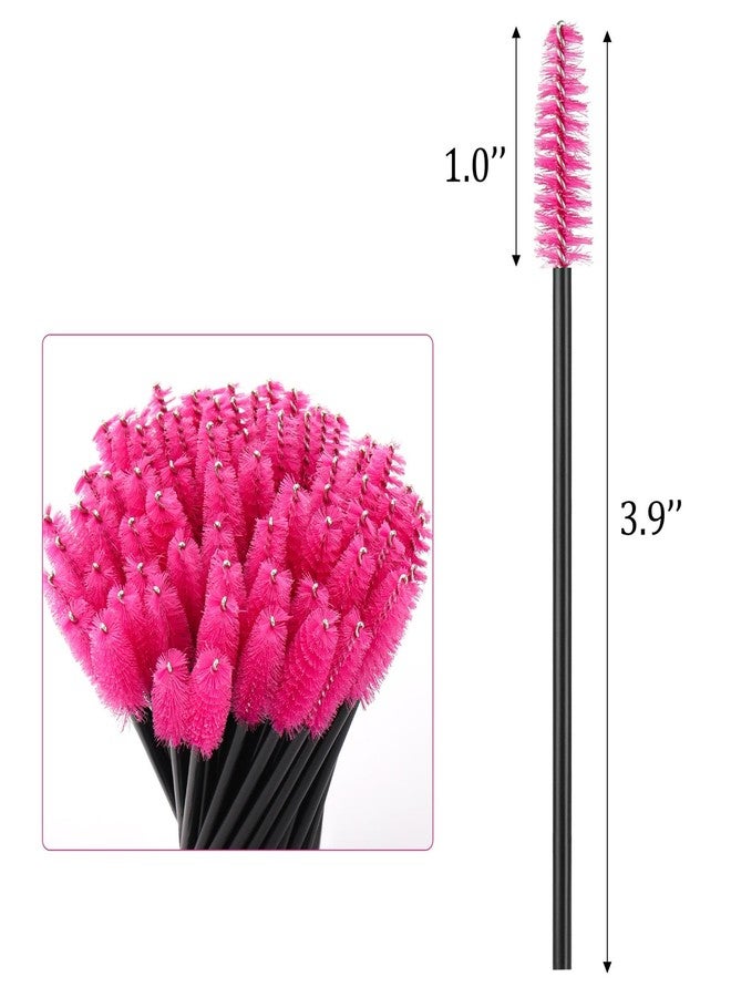 BTYMS 500 Pieces Disposable Mascara Wands Eyelash Brush Brow Brushes Applicators Lash Spoolies for Eye Lash Extension - Rose Pink - Image 2