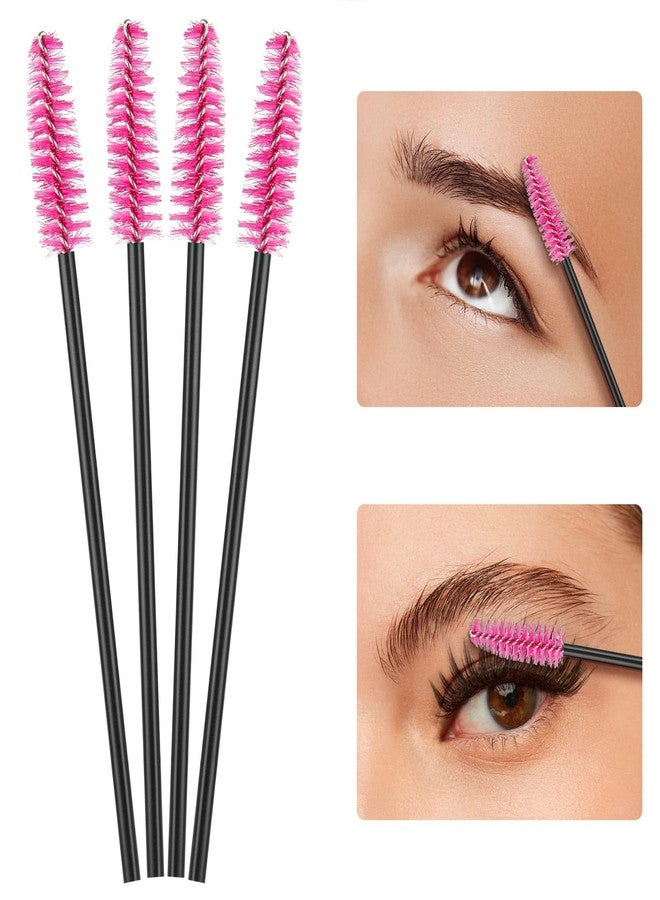 BTYMS 500 Pieces Disposable Mascara Wands Eyelash Brush Brow Brushes Applicators Lash Spoolies for Eye Lash Extension - Rose Pink - Image 4