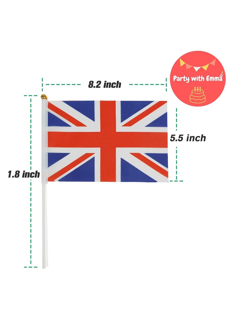 Party with Emma 25 pieces Flag Hand Waving Desk Flags Double Sided Cake Topper Countries Flag National Day Party Supplies Flag Decoration for Baby Birthday Party (UK)  - Image 2