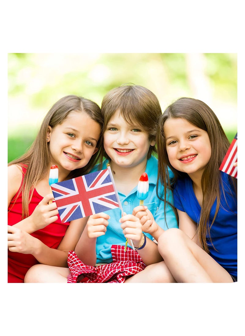 Party with Emma 25 pieces Flag Hand Waving Desk Flags Double Sided Cake Topper Countries Flag National Day Party Supplies Flag Decoration for Baby Birthday Party (UK)  - Image 3