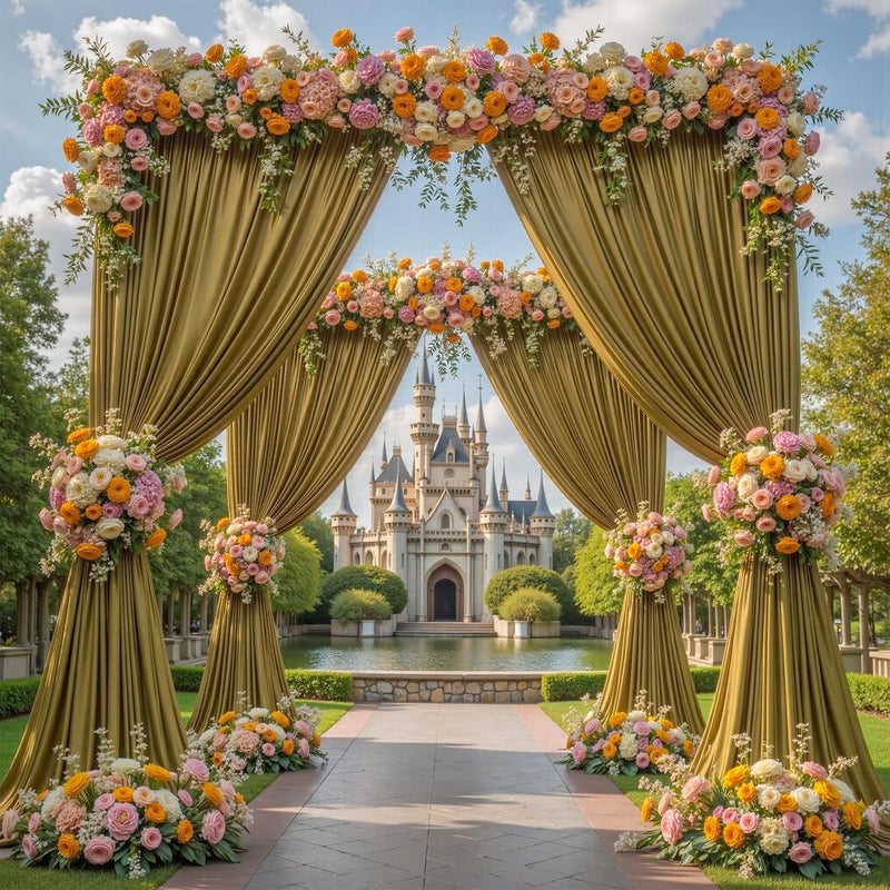 PARTISKY 16x10FT Gold Brown Backdrop Curtains for Wedding Parties, Wrinkle Free Polyester Photography Backdrop Drapes for Wedding Baby Shower Birthday Parties Stage Background Stand Decorations 4x10ft,4 Panels - Image 5